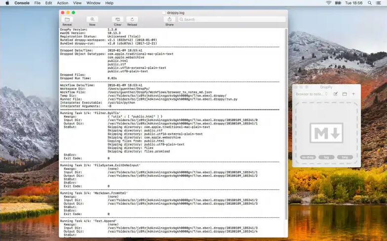 DropPy and its log output