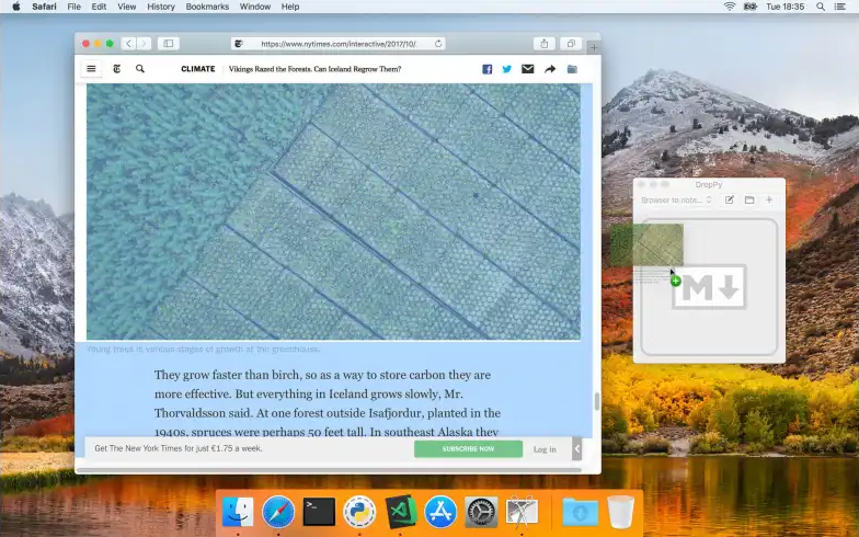 using DropPy to convert a website into a note